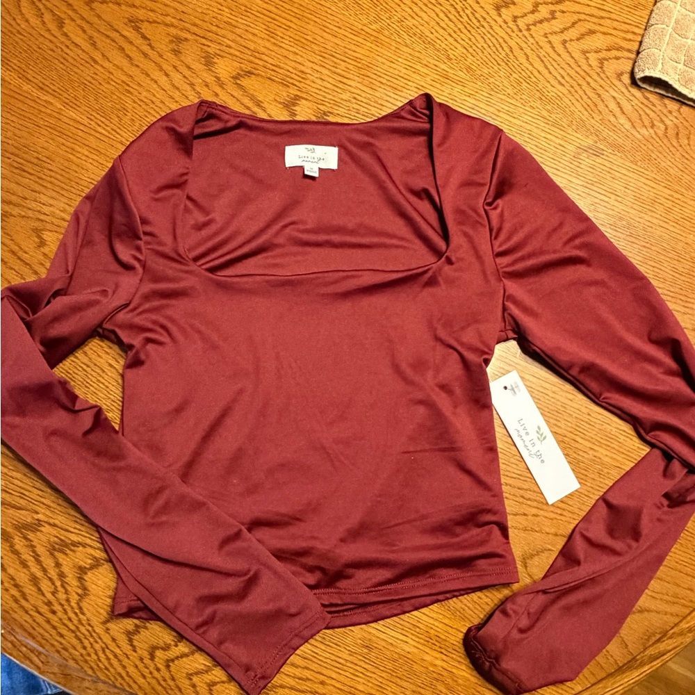 Love in the Moment Maroon Long Sleeve Top